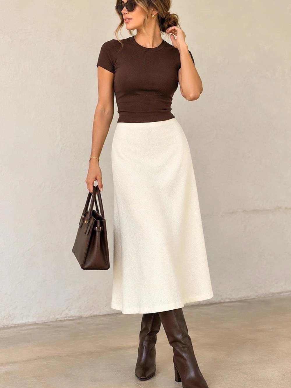 Zara Rustic Midi Skirt in White